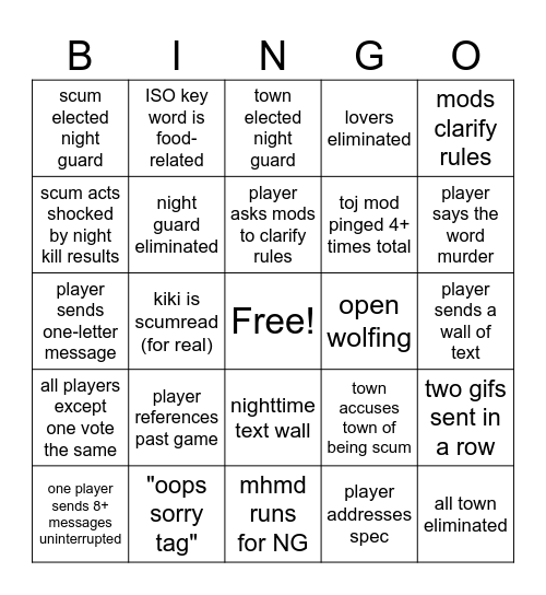 ToJ Bingo Card