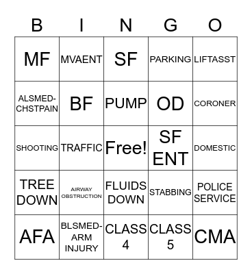 DISPATCHER BINGO Card