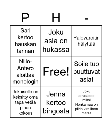 JouluPiHa 2023 Bingo Card