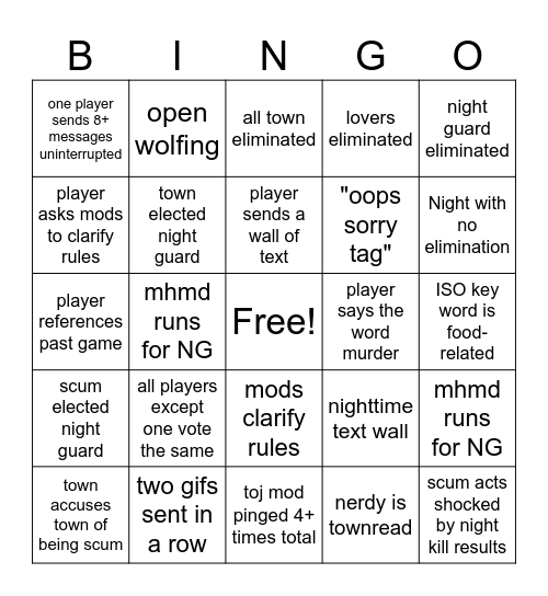 ToJ Bingo Card