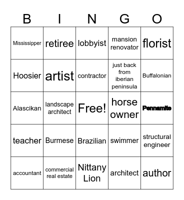 test Bingo Card