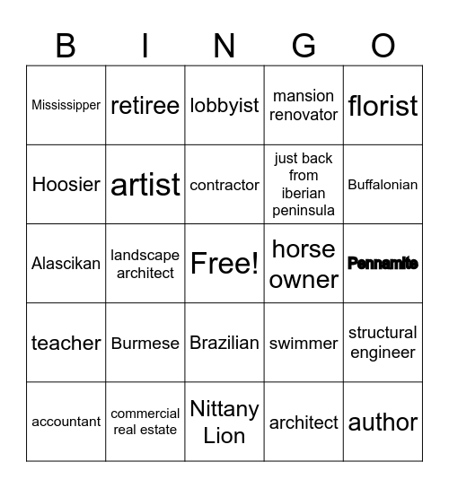 test Bingo Card