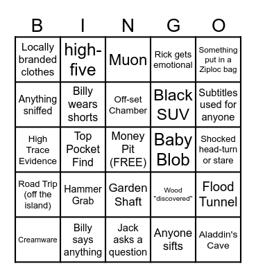 Curse of Oak Island Bingo Card