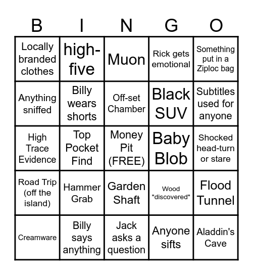 Curse of Oak Island Bingo Card