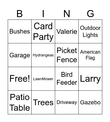Neighbors Bingo Card