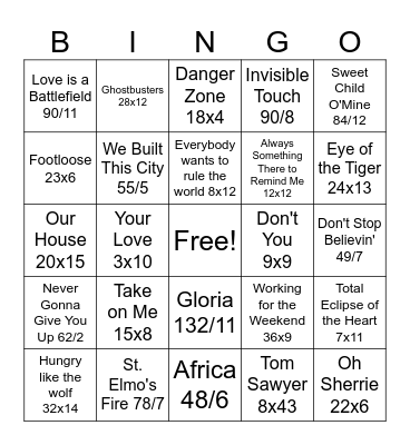 80s DAY! Bingo Card