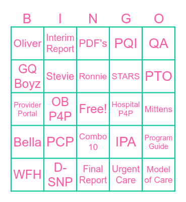 PQI BINGO Card