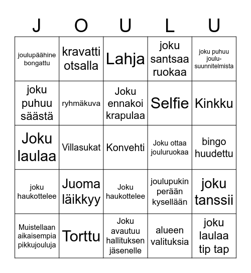 Pikkujoulubingo Card