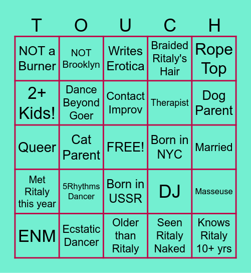 !Touch Magic Bingo! Bingo Card