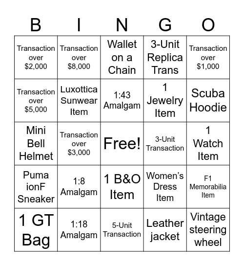 FERRARI BINGO! Bingo Card