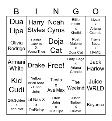 BANDINGO Bingo Card