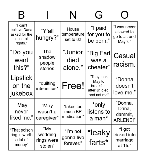 Pearl Bingo Card