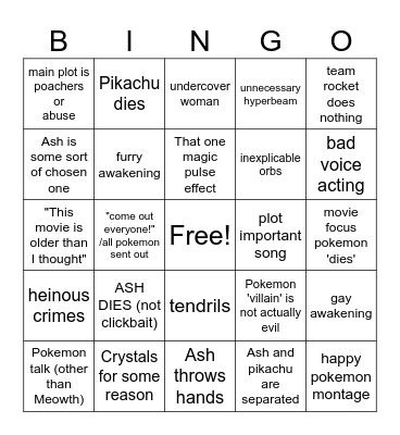 Pokemon Movie Bingo Card