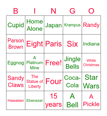 Christmas Trivia Bingo Card