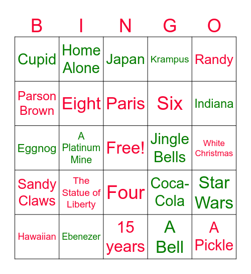 Christmas Trivia Bingo Card