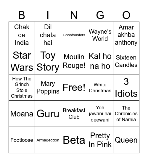 Holiday Bingo Card