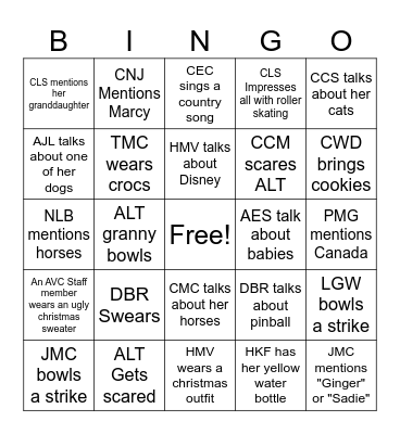 AVC BINGO Card