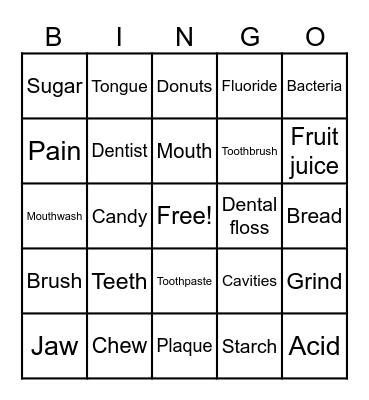Bingo Oral Health Bingo Card