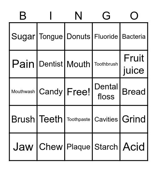 Bingo Oral Health Bingo Card