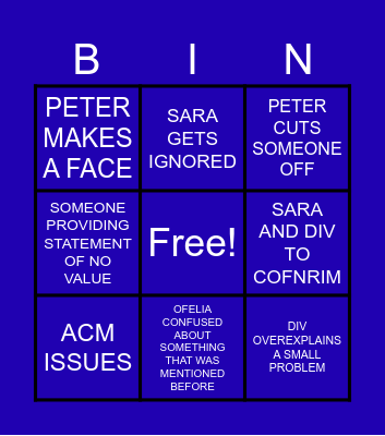 PACER CLOSE Bingo Card