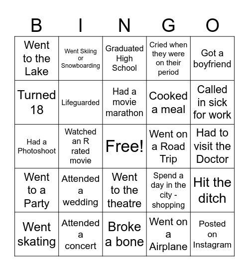 Completed in 2023 Bingo Card