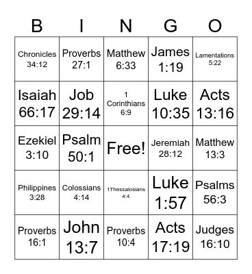 Bible Verse Bingo Card