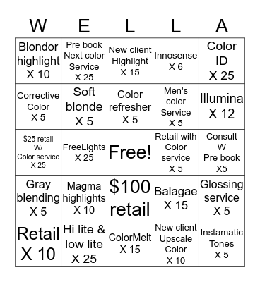 Wella Trend Vision Bingo Card
