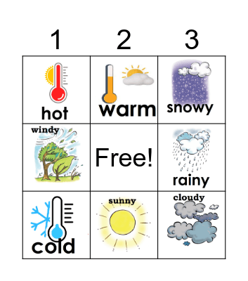 What's the weather like? Bingo Card
