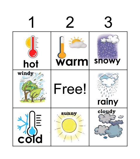 What's the weather like? Bingo Card