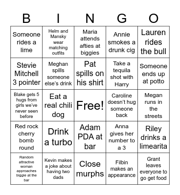 JUNKIES REUNION Bingo Card