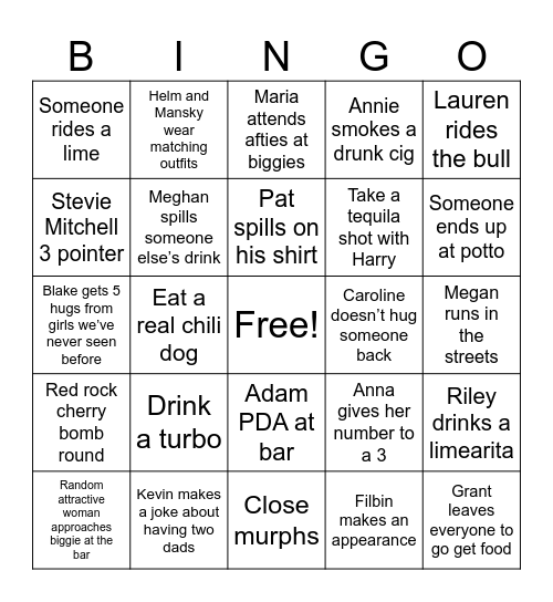 JUNKIES REUNION Bingo Card