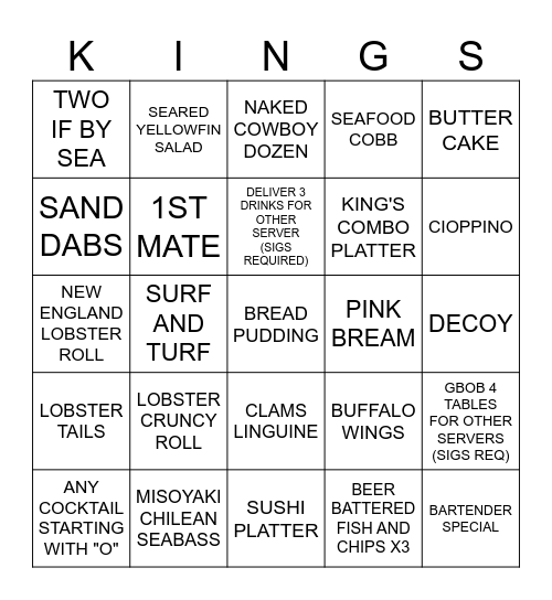 SERVER BINGO Card