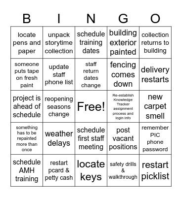 Library Bond Bingo Card
