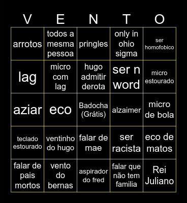 Call dos Laggers Bingo Card