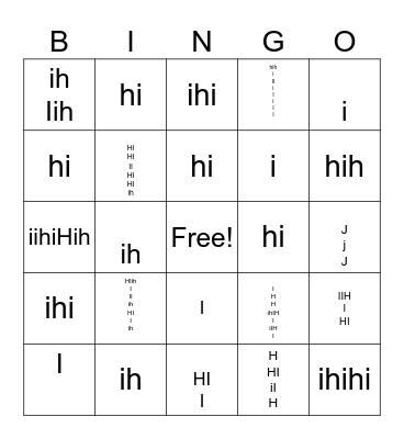 Hi Bingo Card
