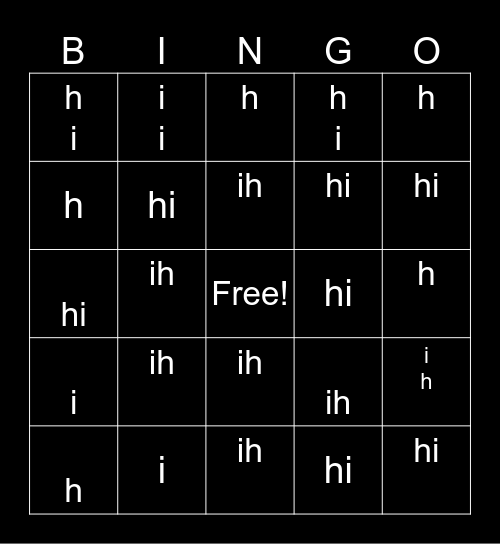 Hi Bingo Card