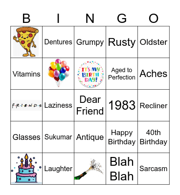 Sukumar's 40th Birthday Bingo Card
