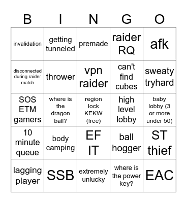 Breakers Bingo! Bingo Card