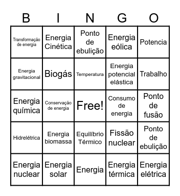 Temperatura e Calor Bingo Card