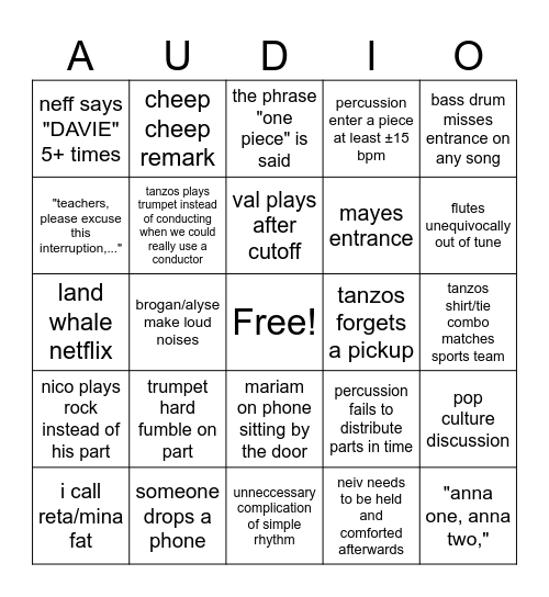 Pd 8 Bingo Card