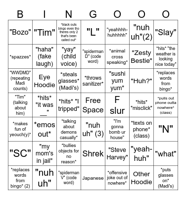 Jaycob Bingo (7x7) Bingo Card