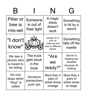 Cinderella Q2Q Bingo Card