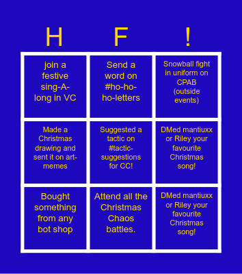 HF Christmas bingo! Bingo Card