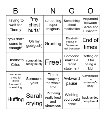 Holiday Bingo Card