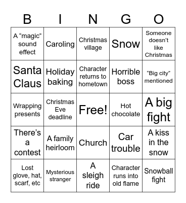 Christmas Movie Bingo Card