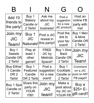 JIC by Melinda BINGO Card