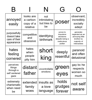 dorian fear bingo Card