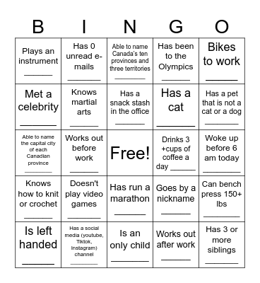 Social Bingo Card