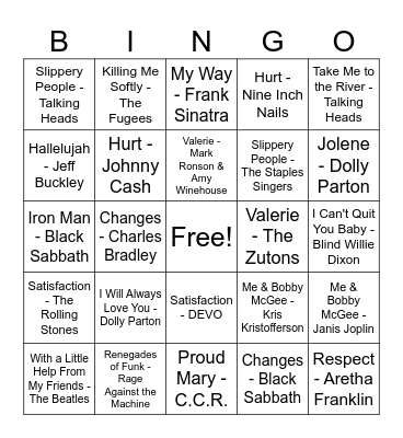 Original or Cover Bingo Card