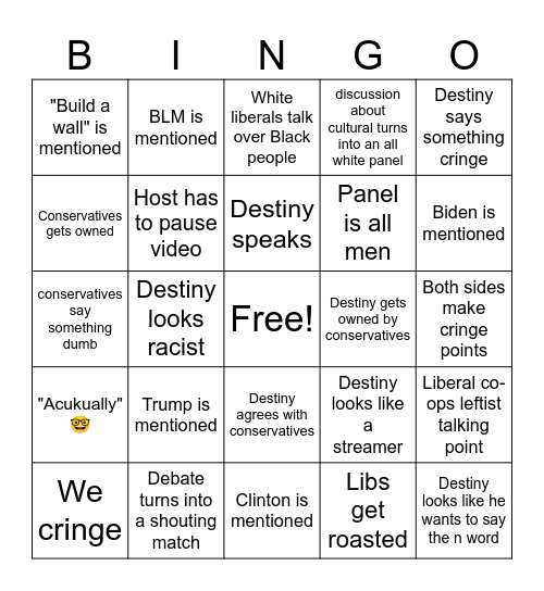 Jubilee Drinking game Bingo Card